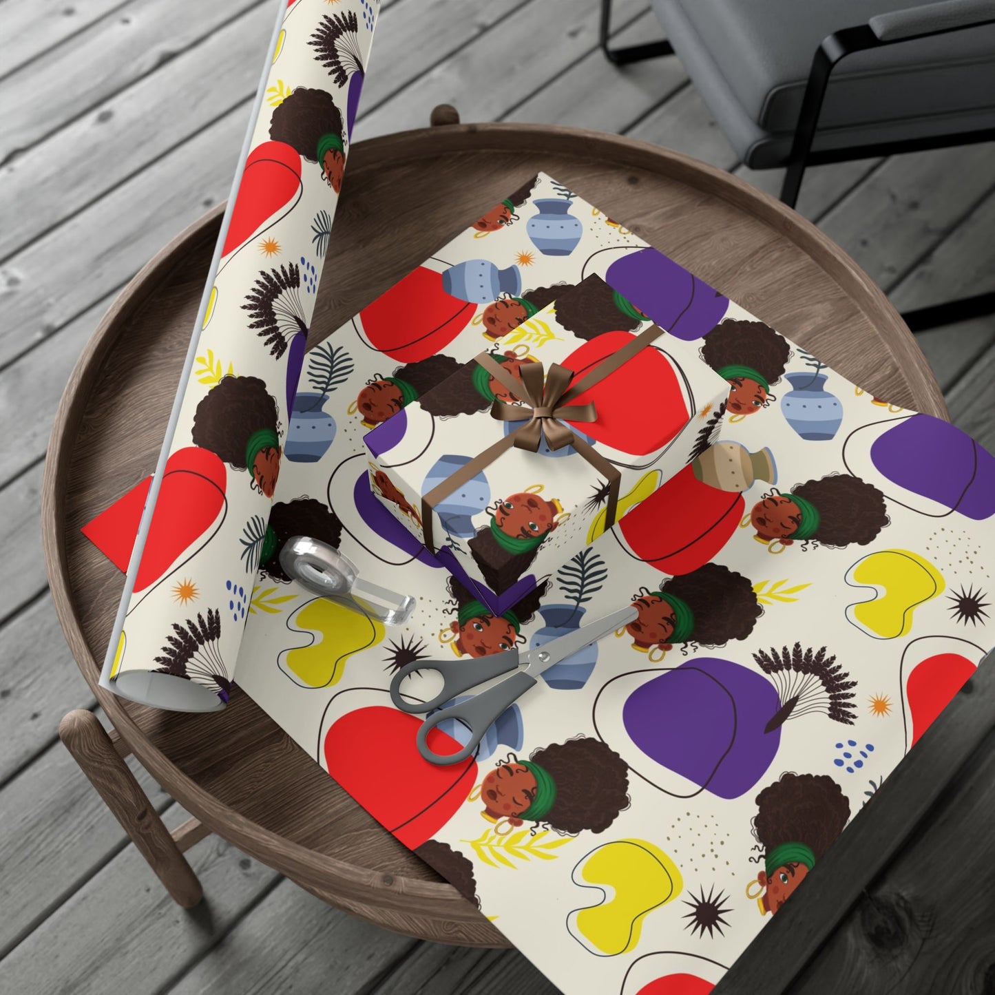 Double-Sided Gift Wrapping Papers - Vibrant African Gift Wrapping Sheet