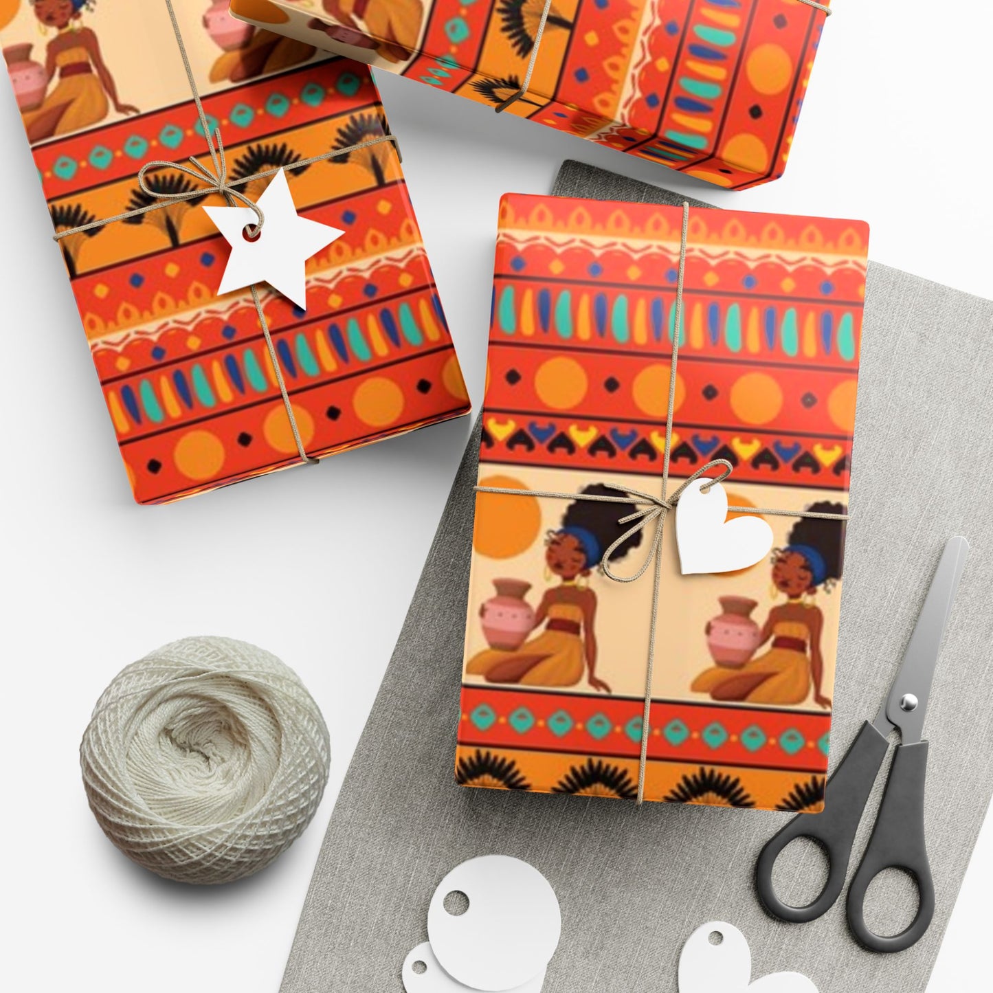 At the Sunset Portrait – Vibrant African Gift Wrapping Paper Sheets