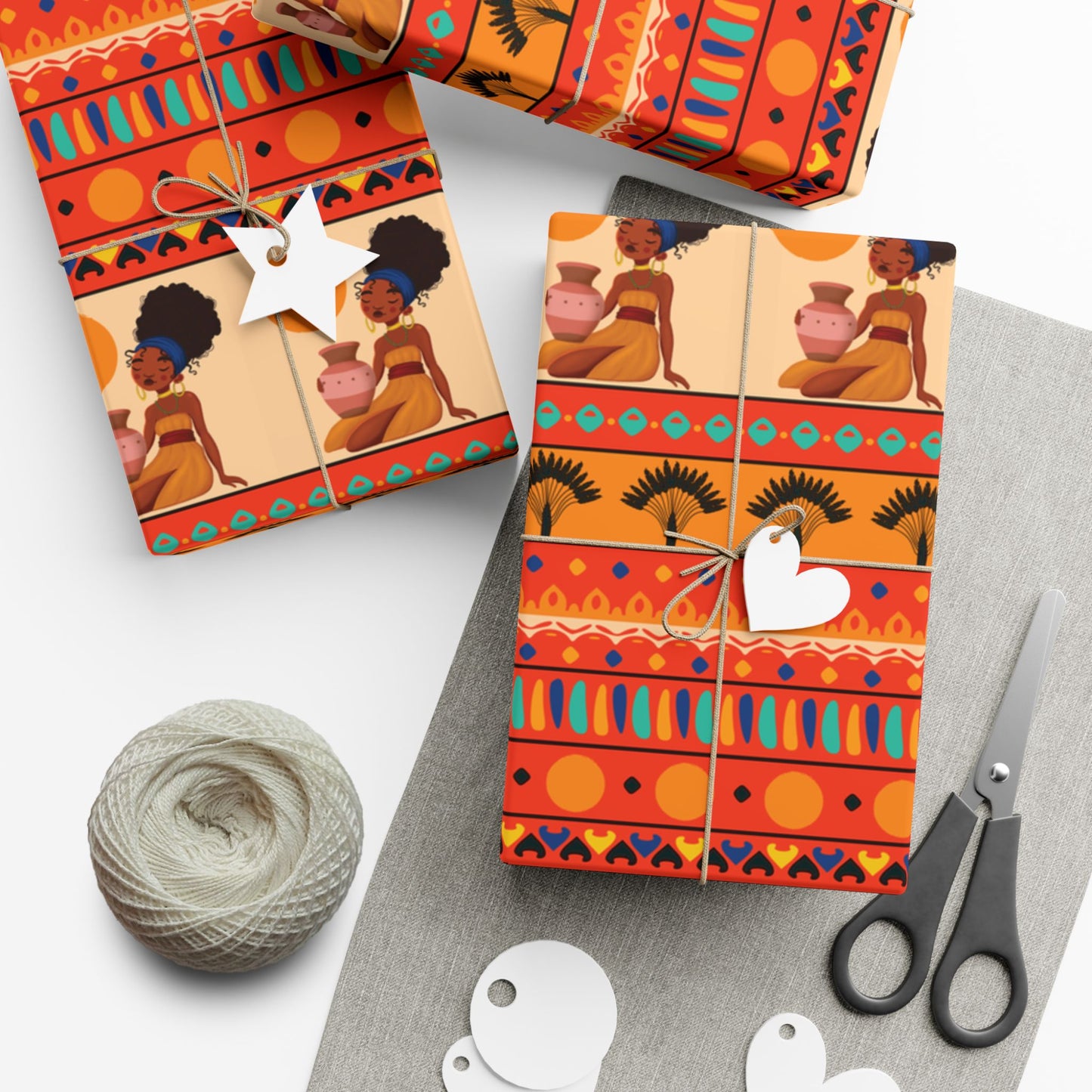 At the Sunset Portrait – Vibrant African Gift Wrapping Paper Sheets