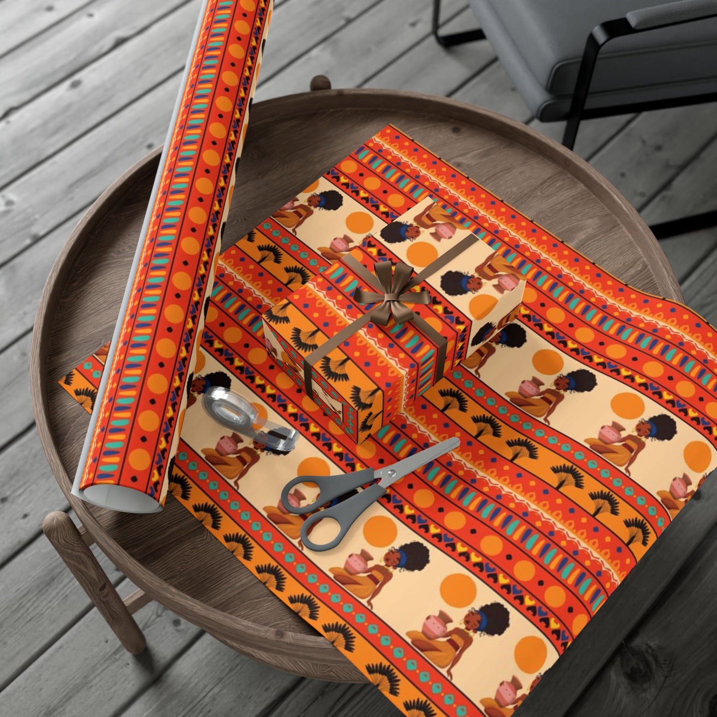 At the Sunset Portrait – Vibrant African Gift Wrapping Paper Sheets