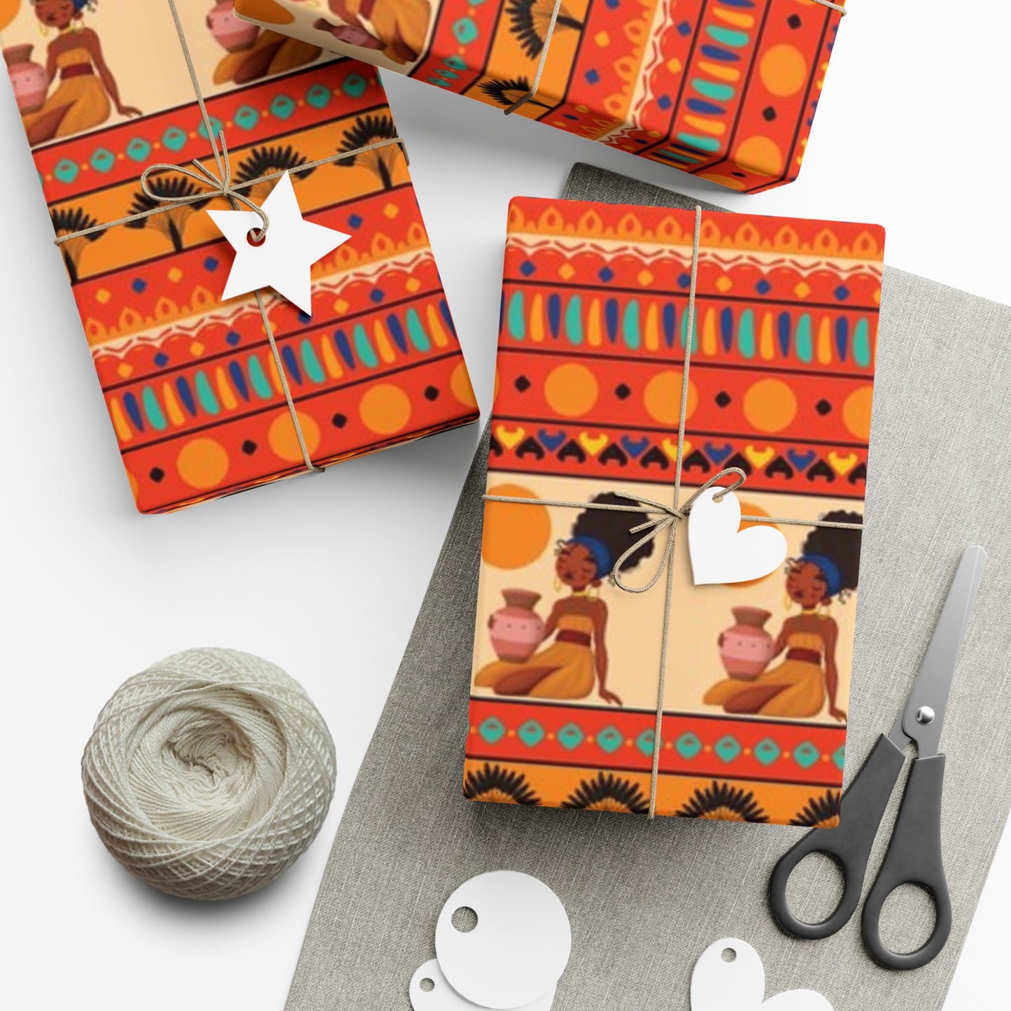 At the Sunset Portrait – Vibrant African Gift Wrapping Paper Sheets