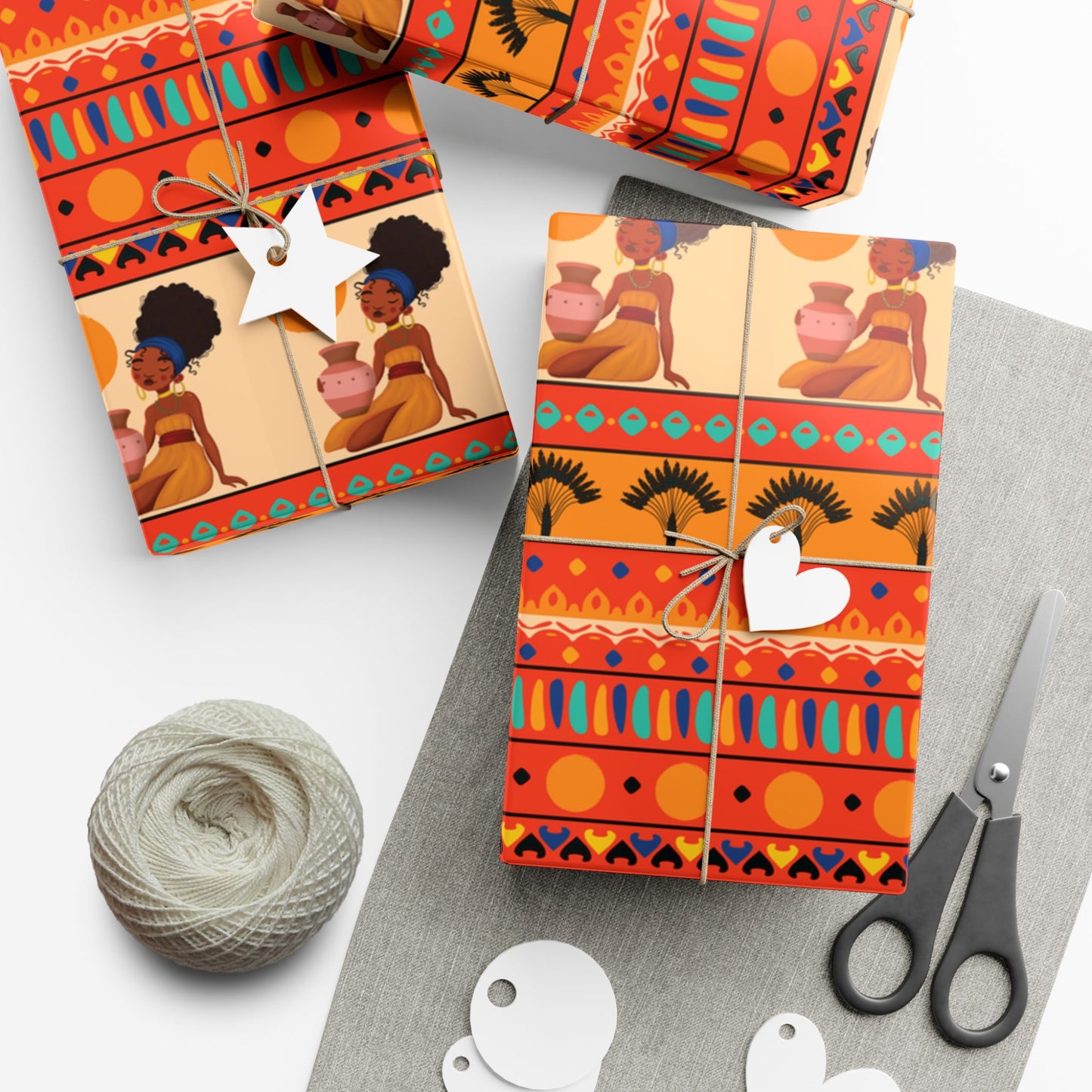 At the Sunset Portrait – Vibrant African Gift Wrapping Paper Sheets
