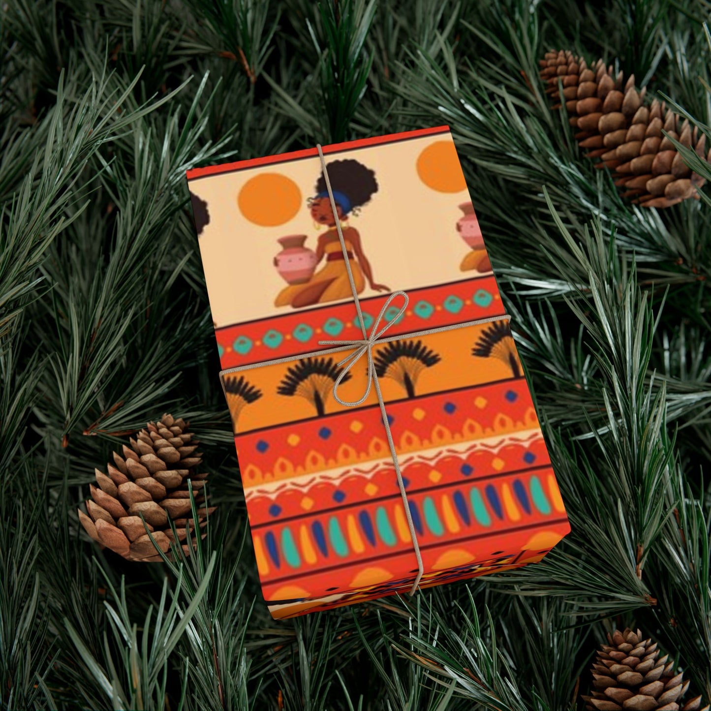 At the Sunset Portrait – Vibrant African Gift Wrapping Paper Sheets