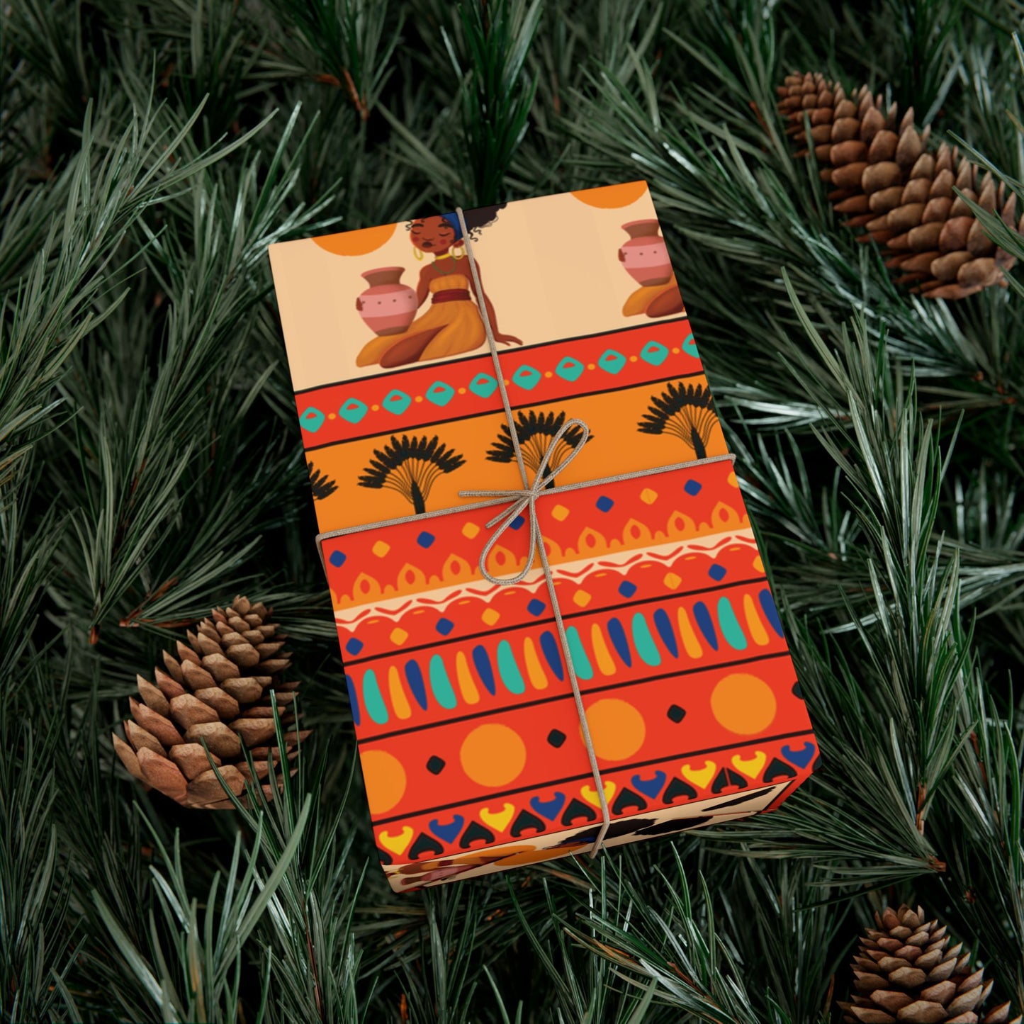 At the Sunset Portrait – Vibrant African Gift Wrapping Paper Sheets