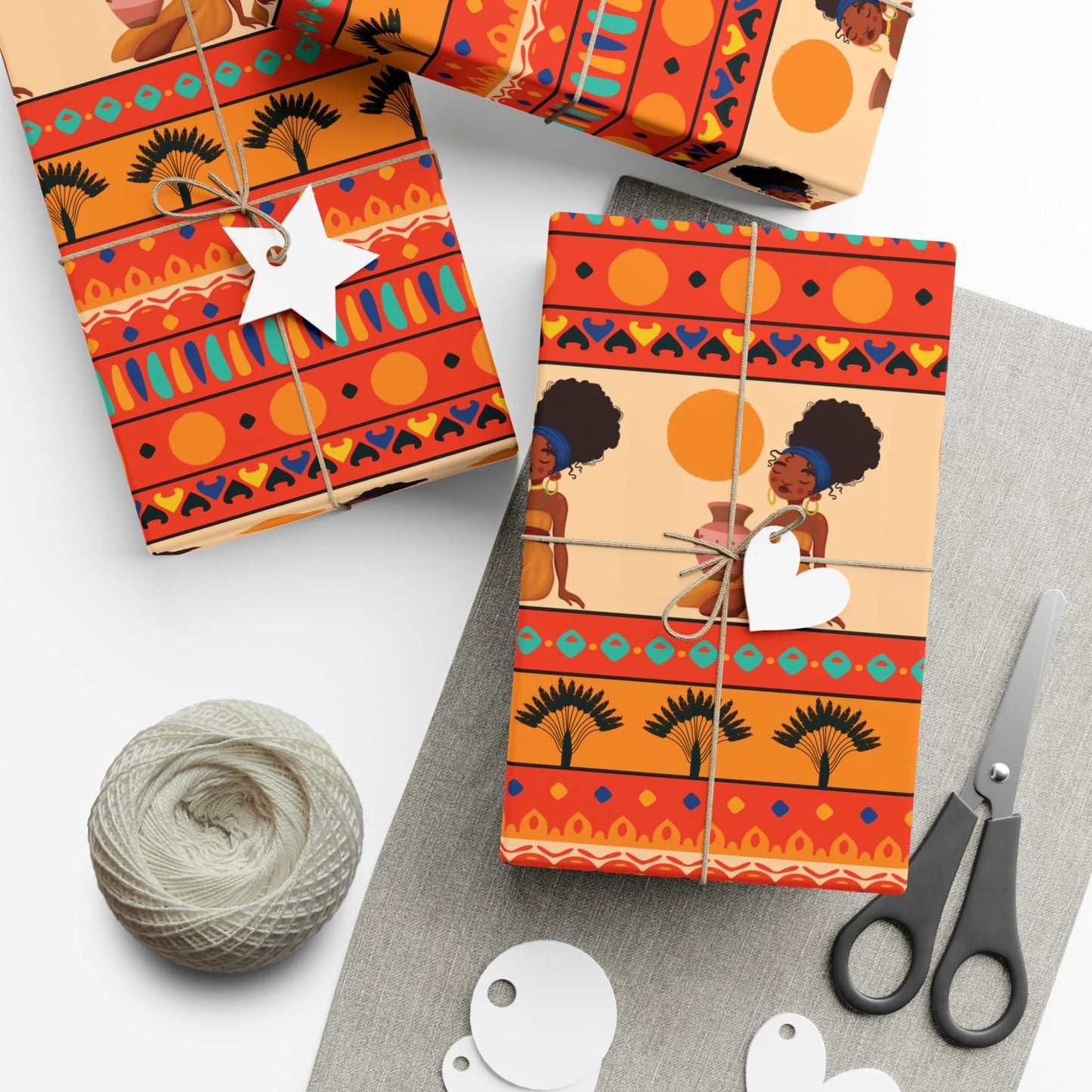At the Sunset Portrait – Vibrant African Gift Wrapping Paper Sheets