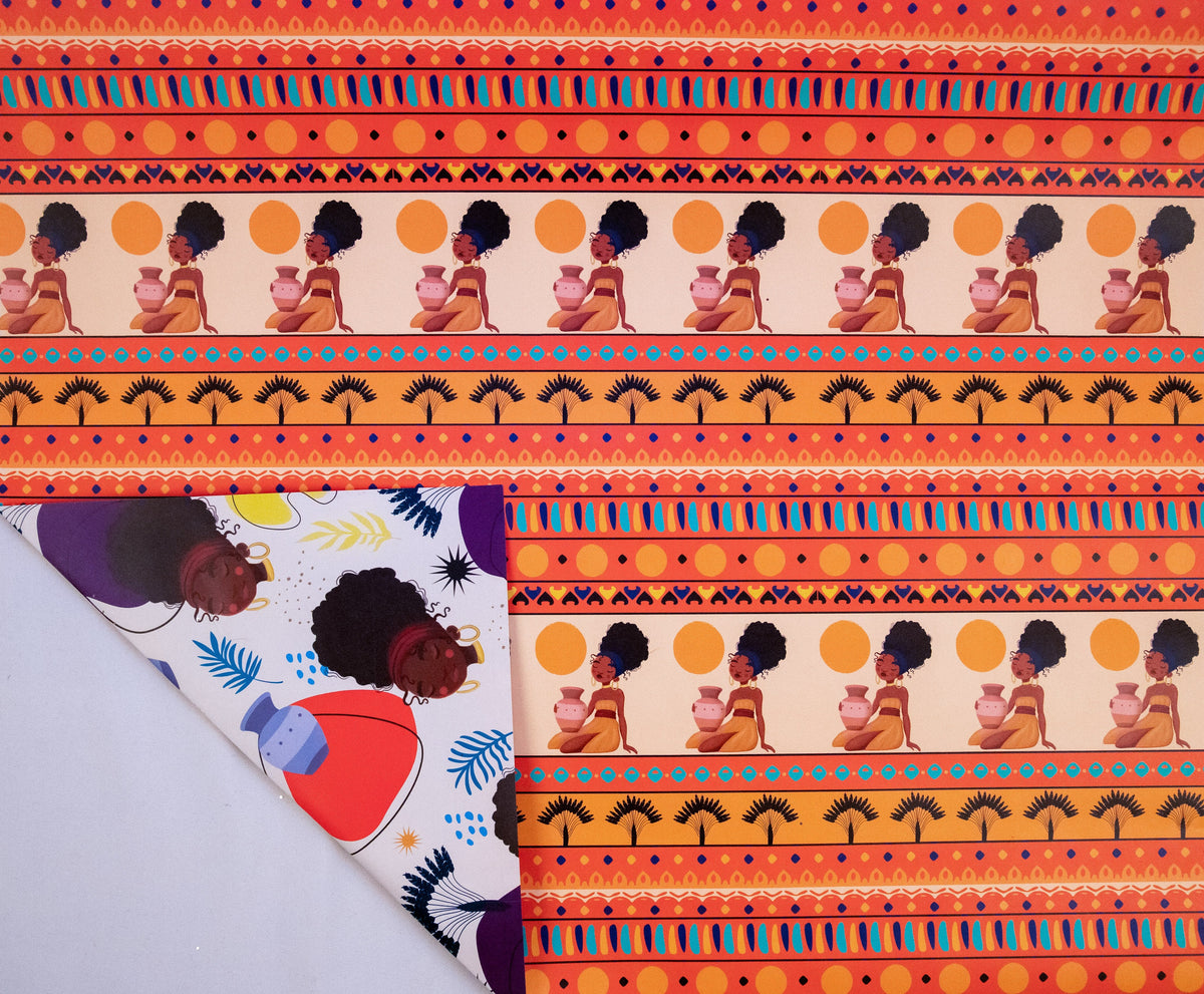 Double-Sided Gift Wrapping Papers - At The Sunset Vibrant African Gift Wrapping Sheet