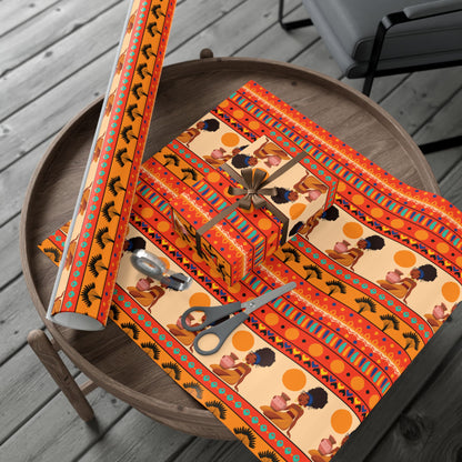 At the Sunset Portrait – Vibrant African Gift Wrapping Paper Sheets