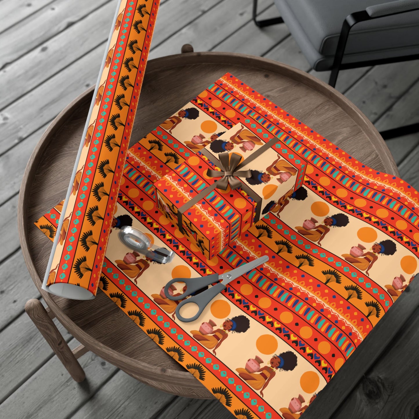 At the Sunset Portrait – Vibrant African Gift Wrapping Paper Sheets