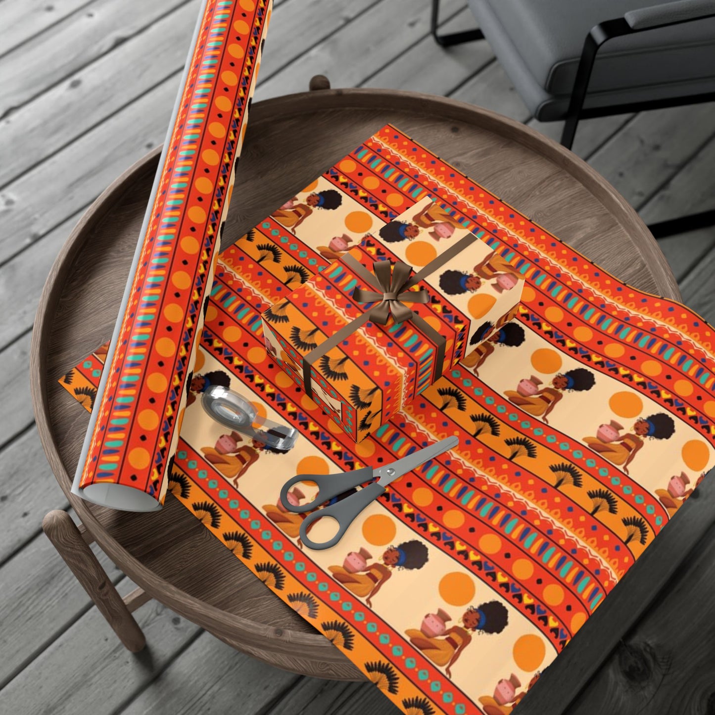At the Sunset Portrait – Vibrant African Gift Wrapping Paper Sheets