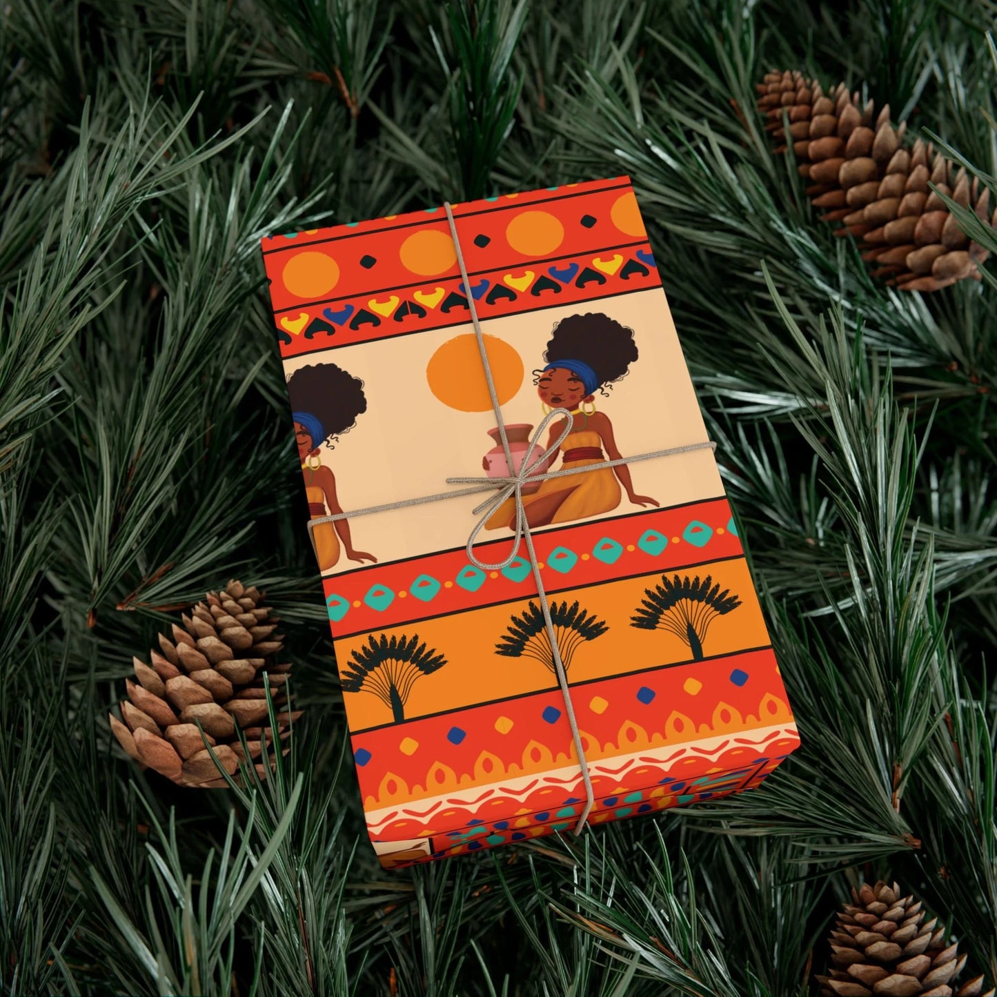 At the Sunset Portrait – Vibrant African Gift Wrapping Paper Sheets