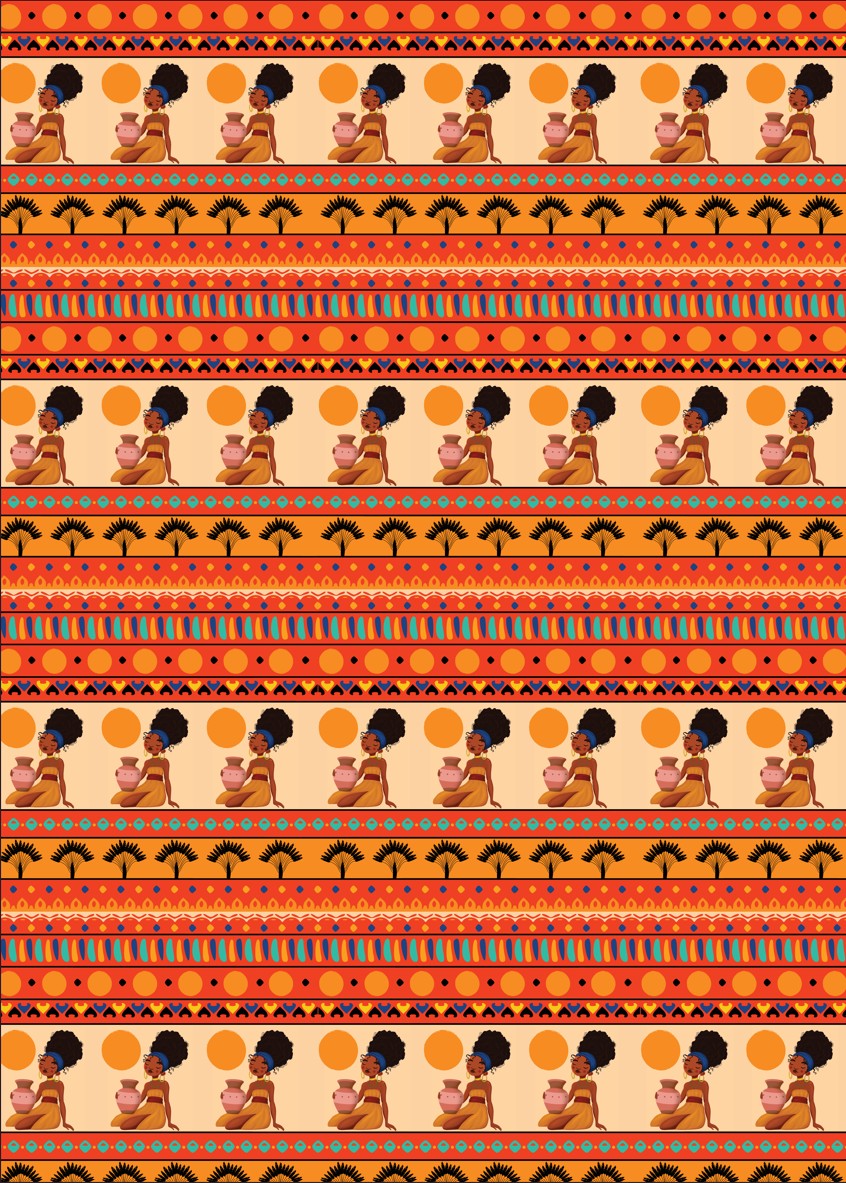 Double-Sided Gift Wrapping Papers - At The Sunset Vibrant African Gift Wrapping Sheet