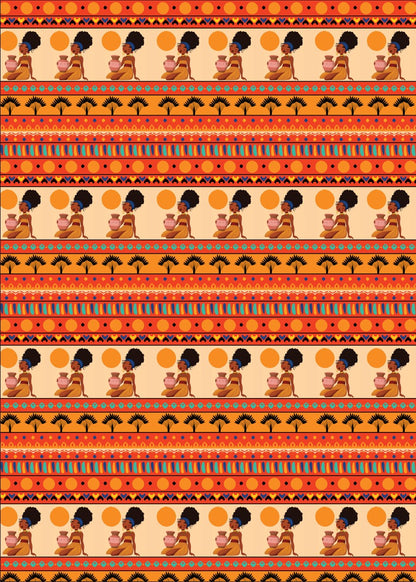 Double-Sided Gift Wrapping Papers - At The Sunset Vibrant African Gift Wrapping Sheet