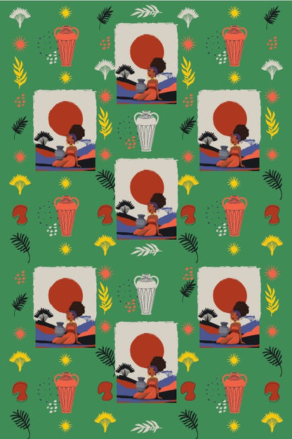 At the Sunset Portrait – Vibrant African Gift Wrapping Paper Sheets