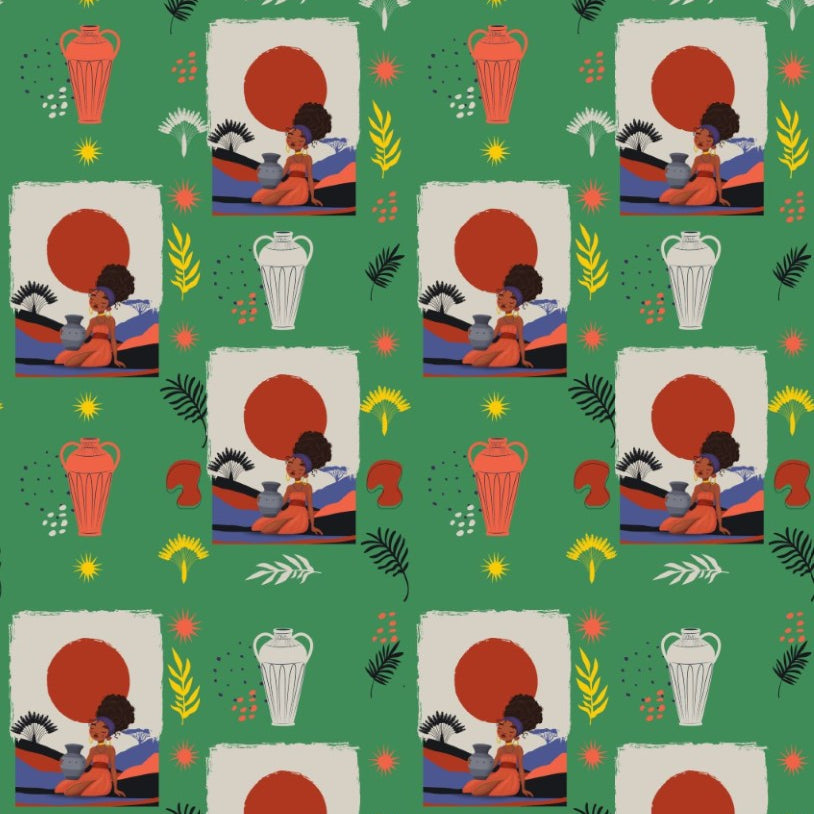 At the Sunset Portrait – Vibrant African Gift Wrapping Paper Sheets