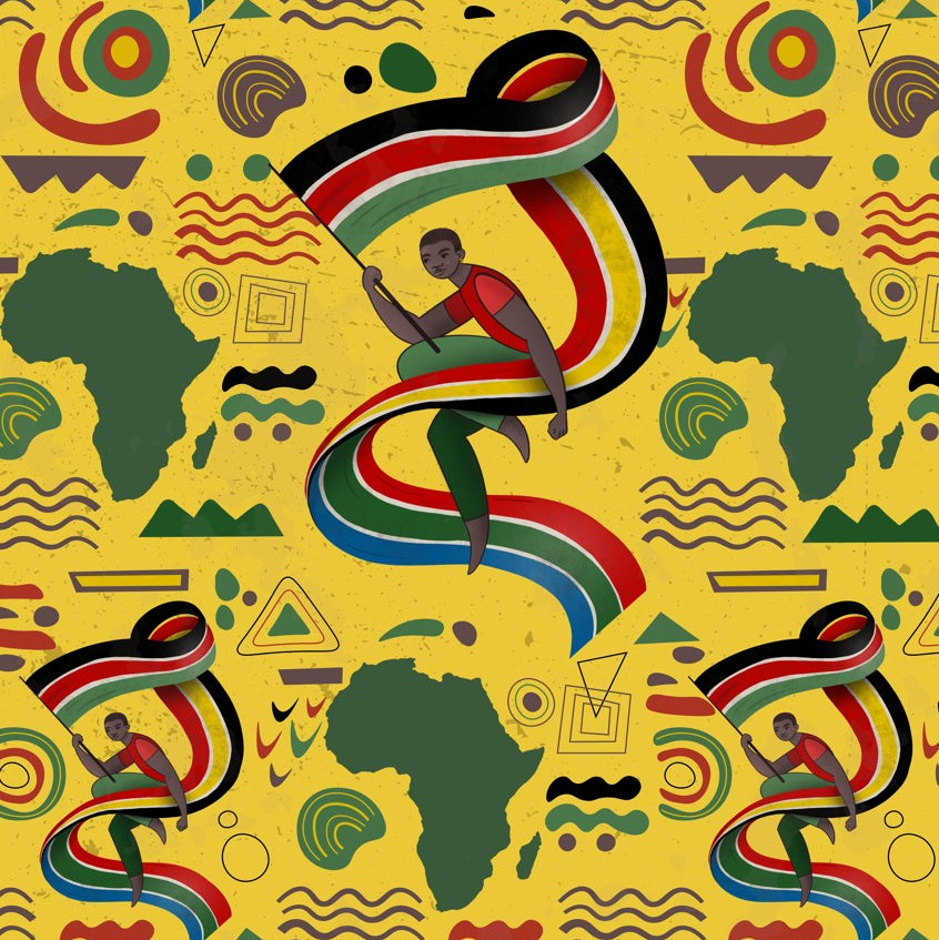 Metallic Elevated Ink - African Independence Day Wrapping Paper Sheets