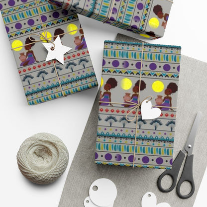 Metallic Elevated Ink – At the Sunset Portrait – Vibrant African Gift Wrapping Paper Sheets