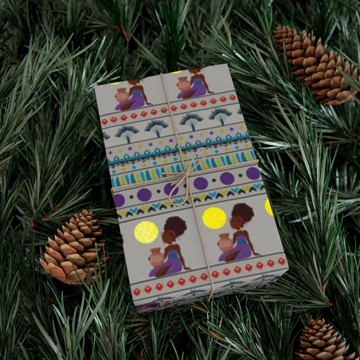 Metallic Elevated Ink – At the Sunset Portrait – Vibrant African Gift Wrapping Paper Sheets