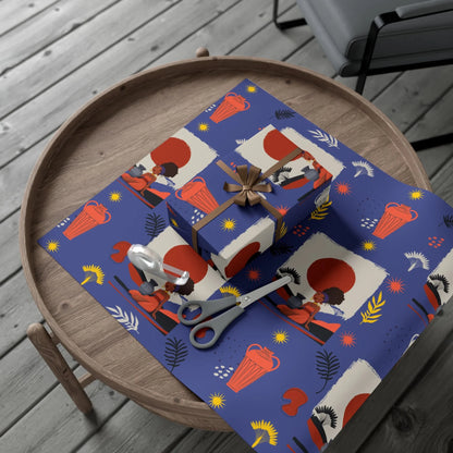At the Sunset Portrait – Vibrant African Gift Wrapping Paper Sheets