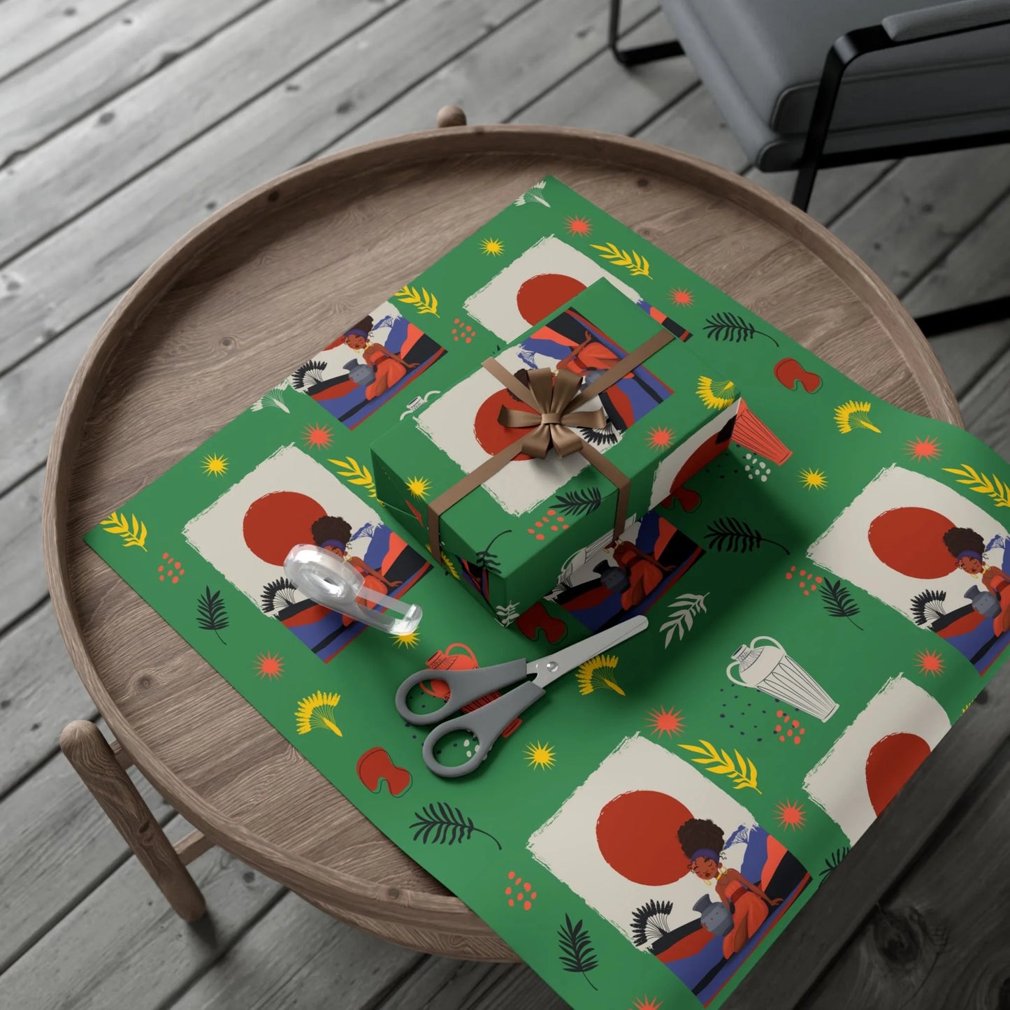 At the Sunset Portrait – Vibrant African Gift Wrapping Paper Sheets