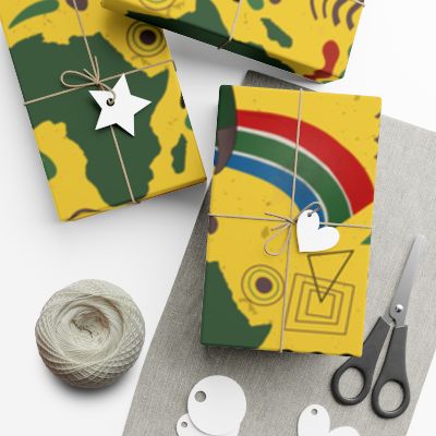 Metallic Elevated Ink - African Independence Day Wrapping Paper Sheets