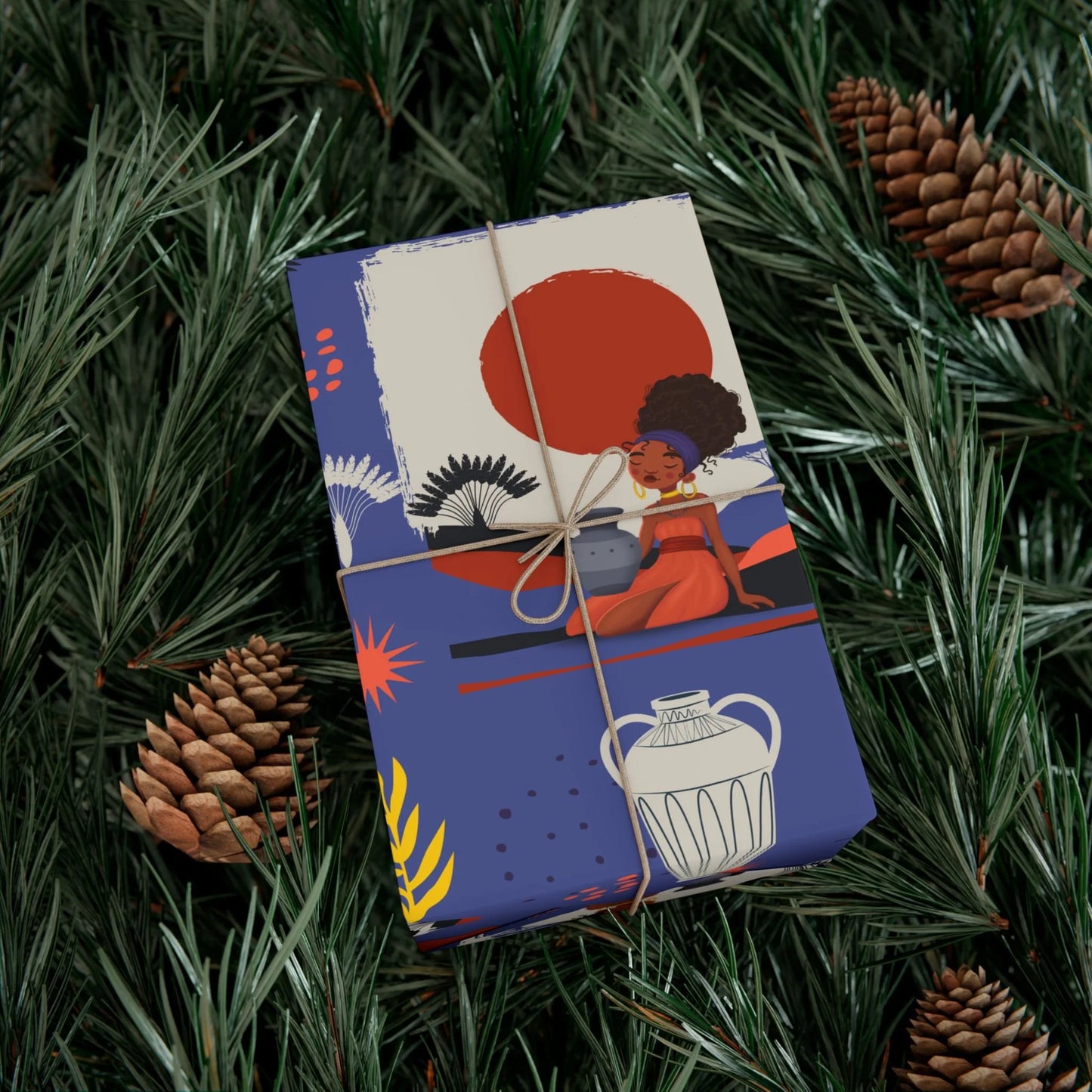 At the Sunset Portrait – Vibrant African Gift Wrapping Paper Sheets