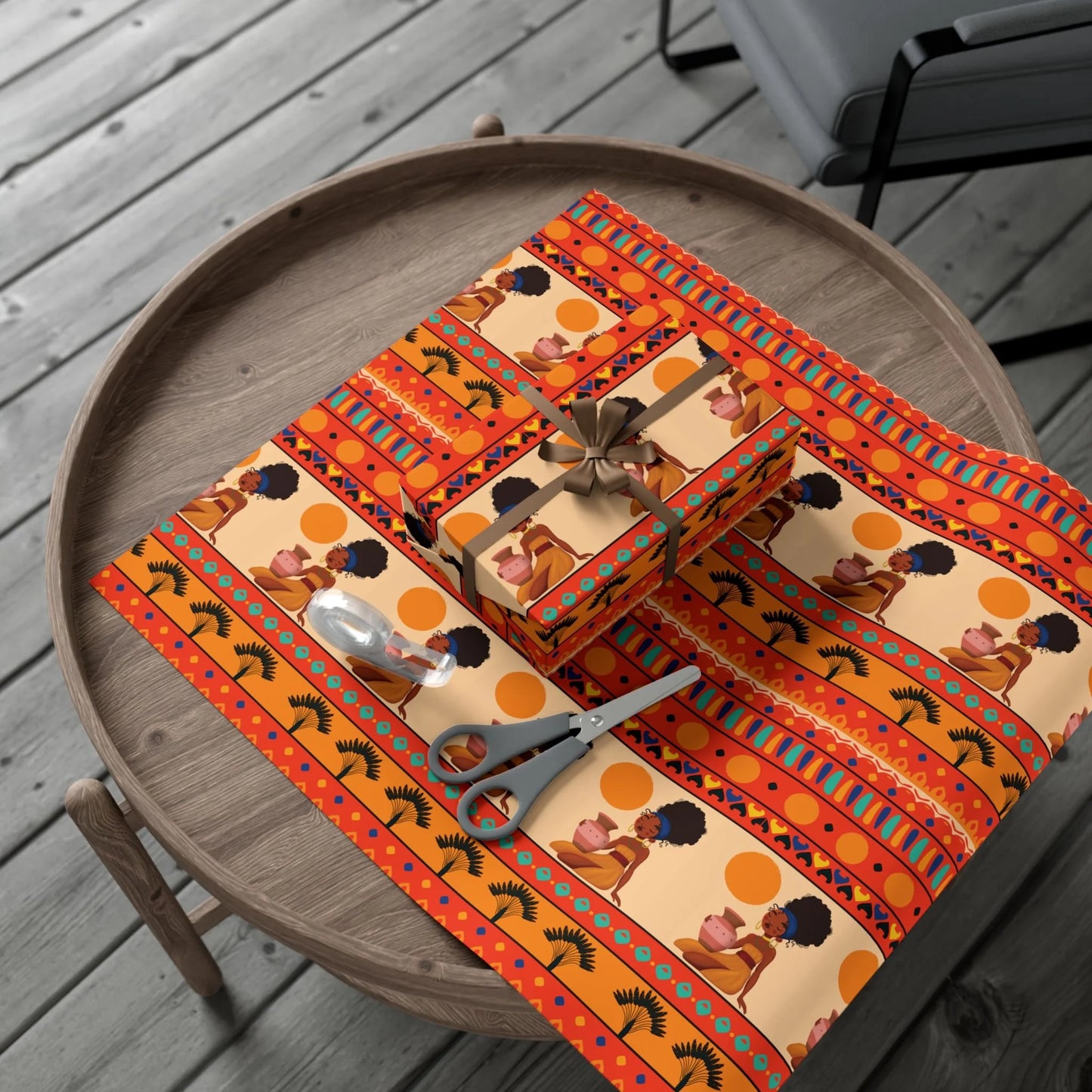 At the Sunset Portrait – Vibrant African Gift Wrapping Paper Sheets