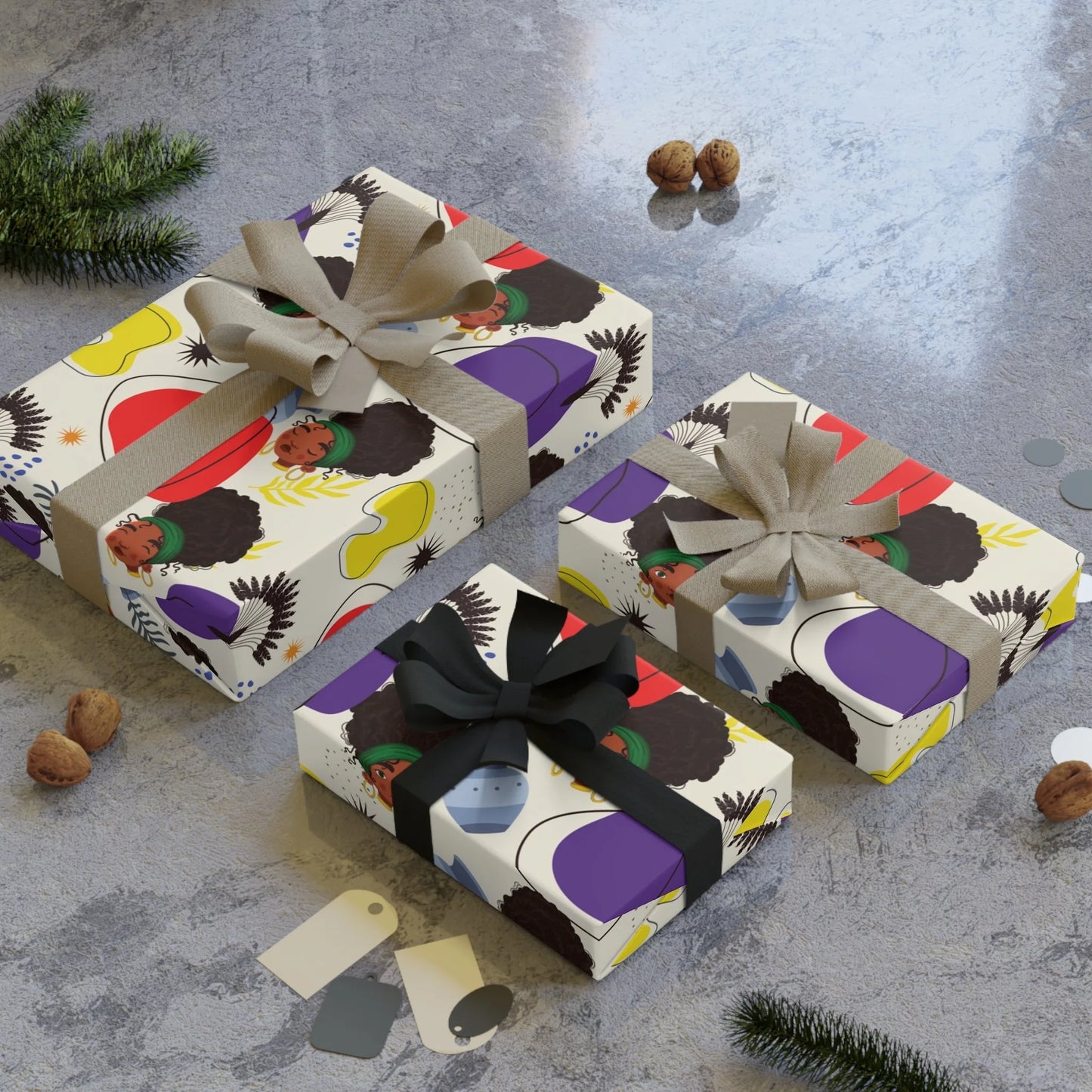 Metallic Elevated Ink - African Woman – Beautiful, You Are! Gift Wrapping Paper Sheet